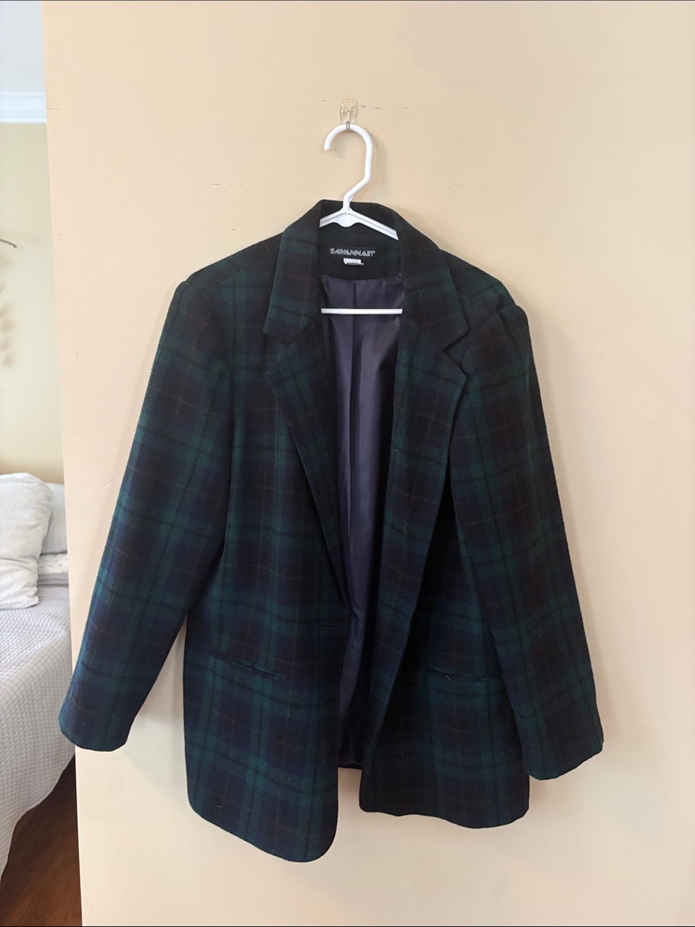 Savannahi Green and Navy Plaid Coat